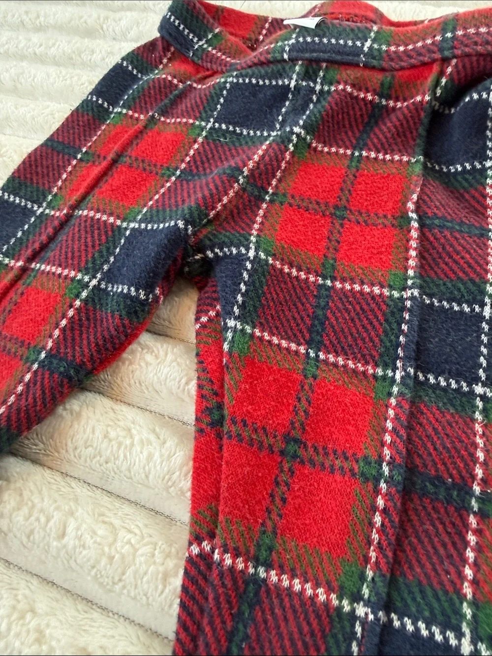 Janie and Jack Red Green Navy Plaid Knit Leggings